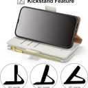 Antsturdy Compatible with Motorola Moto G Power 5G 2023 Wallet Case with Card Holder,Women Men PU Leather Flip Protective Phone Case RFID Blocking Stand Wrist Strap Zipper Credit Card Slots,Beige