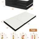 Foldable Mattress Twin, Memory Foam Tri Fold Mattress with Removable Washable Cover, 4 inch Folding Floor Mattresses Sleeping Pad for Guest, RV, Travel, Camping, White, 75"x38"x4"