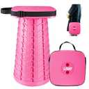 Upgraded Folding Stool - 485lbs Load Capacity,Telescopic Stool,Portable Collapsible Seat for Camping,Fishing,Hiking,Travel (Square-Pink)