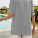 Mina Self Women's Short Sleeve Blazer - Linen Blend Lightweight Jacket (Gray, S)