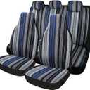 Baja Saddle Blanket Car Seat Covers 7PCS Full Set, Breathable and Washable Striped Woven Automotive Vehicle Seat Cover Universal for Sedan, SUV, Truck, Airbag Compatible
