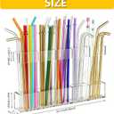 2 x Upgraded 9.5Large Acrylic Straw Holder With Drainage Holes for Cabinet Door - Reusable Tumbler Straw Organizer Storage Rack for Counter Cupboard Door Mounted,Space Saving Kitchen Accessories