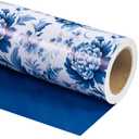 WRAPAHOLIC Reversible Blue Floral Wrapping Paper Roll - Mini Roll - 17 Inch x 16.5 Feet - Blue and White Chinoiserie Wrapping Paper for Wedding, Bridal Shower, Birthday, Baby Shower