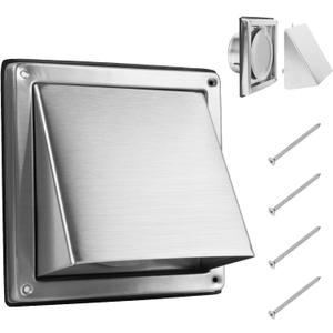4 Inch Dryer Vent Cover Outside Stainless Steel Wall Vent with Removable Cover and Bird Screen Mesh