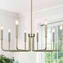 Lynnoland 8-Light Farmhouse Chandelier for Dining Room Lighting Fixtures Hanging, Brass Dining Light Fixtures Industrial Chandelier for Bedroom, Foyer, Hall, Kitchen, Living Room and Entryway