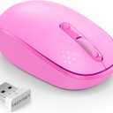 TECKNET Wireless Mouse for Laptop, 2.4G Quiet Computer Mouse with USB Receiver, 4 Buttons Portable Cordless Mice for Chromebook, Laptop, PC, Mac, 800/1200/1600 DPI (Rose Red)