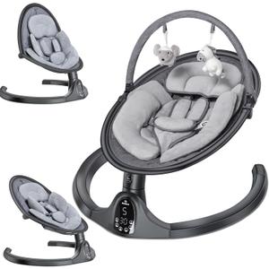 BabyBond Baby Swings for Infants to Toddler | Bluetooth Baby Swing with 3 Seat Positions | 5 Natural Sway Motion | Bluetooth Music | 5-Point Harness | Includes Remote Control (Black)