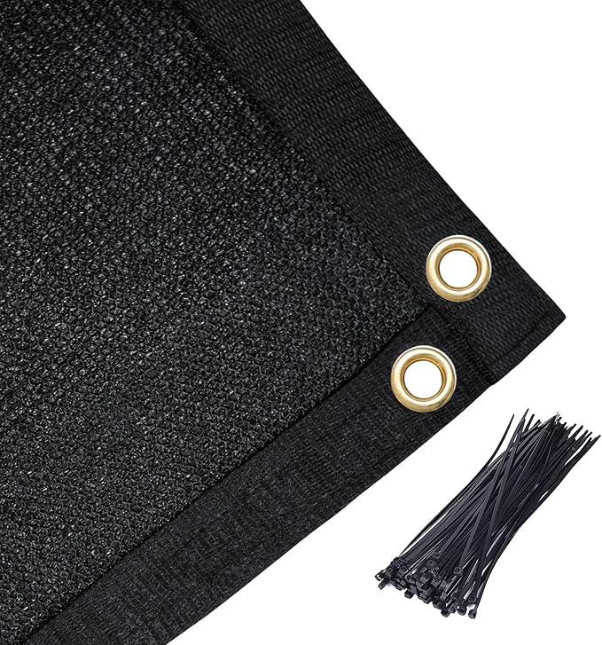 90% Pergola Shade Cover 5'X 10' Black Sun Shade Cloth with Grommets GN02 for Outdoor Garden Patio Porch, Commercial Grade 200 GSM
