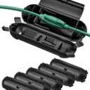 DEWENWILS 6-Pack Outdoor Extension Cord Safety Cover, Water-Resistant Seal Housing with 4 Latches, Adjustable Compartment for AWG 12/14/16 Cords, Protect Christmas Decoration Lights and Plugs, Black