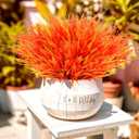 Geegoods 24 Bundles Artificial Fall Flowers Outdoor  Faux Lavender Flowers with Monkey Grass UV Resistant Plastic Faux Plants for Garden Porch Patio Home Decor, Autumn Color