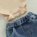 fhutpw Newborn Baby Girl Clothes Infant Rib Frill Long Sleeve Romper Flared Pants Headband Set 3pcs Fall Winter Outfits (Beige)