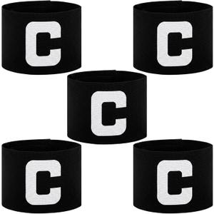 5Pcs Soccer Captain Armband Elastic Nylon Protective Arm Badge Adjustable Captain Arm Bands for Adult Youth Soccer Volleyball Team