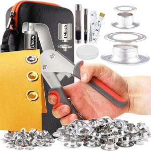 Grommet Tool Kit, 3/8 and 1/4 inch Grommets Eyelet Plier Set,Grommet Kit, 1208PCS Grommet Eyelet Pliers Kit,Tarp Grommet Kit with Grommet Tool Pliers,Stainless Steel Eyelet for Curtains,Fabric,Tarps