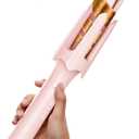 Auto Rotating Hair Curler - 4 Temperature and Timer Settings, Automatic Curling Iron with Automatic Shut-Off, Anti-Tangle and Scalding, Curling Wand for Long Lasting Curls (Pink)