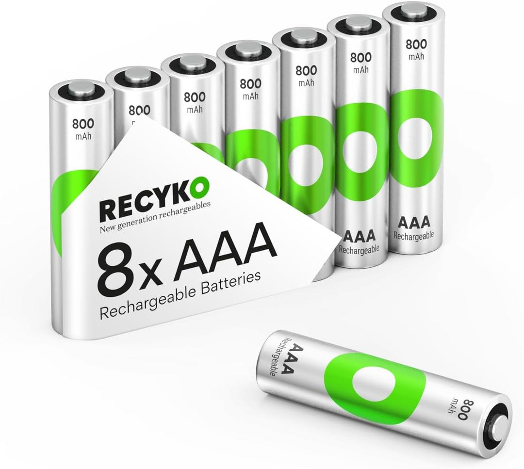 Rechargeable AAA Batteries 800mAh  Pre-Charged  Re-use 1000+ Times  Retains Power After 6 Years  Rechargeable NiMH Battery AAA  Pack of 8