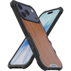 Smartish iPhone 17 Pro MagSafe Case - Gripzilla Protective Magnetic Case for Men [Rugged + Tough] Military Grade Heavy Duty Grip Armor - Drop Tested for iPhone 17 Pro - Walnut Woods