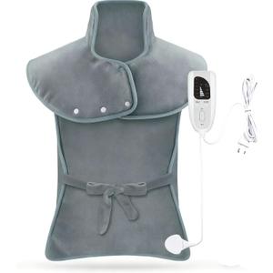 Heating Pad for Neck Shoulders Back Pain Relief, Birthday Christmas Gifts for Women Men Mom Dad Elderly, 24"x37" Electric Large Heat Pad with 6 Heat Settings 4 Timers, ETL Certified (Grey)