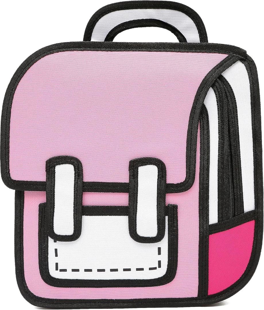 Cute Kids Cartoon Backpack for Boys and Girls, Toddler 2D Drawing Style Comic Fun weird School Pack Bag, Children Jump From Paper Anime Funny Kids Bookbag (pink), Standard