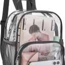 Busiuw Clear Backpack for Stadium Events 12x12x6 with Front Pocket for Concert Sport Fashion Women Backpack Events Work Travel(Charcoal Gray)