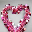 66 Ft Valentines Day Tinsel Garland Shiny Thick Tinsel Valentines Decorations Metallic Twist Foil Red White Rose Heart Ornaments for Anniversary Wedding Parade Floats Indoor Outdoor Decor Supplies