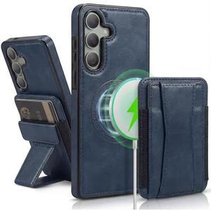 DREAMME for Samsung Galaxy S25 Wallet Case with Magnetic Card Holder, RFID Blocking Magsafe 2 in 1 Detachable Kickstand Shockproof Case for S25 (6.2"), Dark Blue