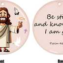 Inspirational NFC Christian Keychain with Scripture Card, Tap with Your Phone to Get Daily Bible Verse (Jesus V Gesture)