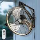 20 inch Wall Mount Fan with Lights and Remote,6-Speed Gazebo Ceiling Fan Adjustable Tilt Dimmable Wall Fan, High Velocity Industrial Outdoor Fans for Patio, Garage, Commercial, Black
