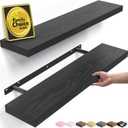BAYKA Black Floating Shelves 22.5in, Set of 2, Wall Mounted for Wall Decor