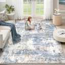 XLUEZ 5x7 Area Rugs for Living Room, Washable Modern Abstract Large Area Rug Neutral Soft Non Slip Kids Rug Stain Resistant Indoor Carpet for Bedroom Nursery Dining Room Playroom(Blue, 5'x7')