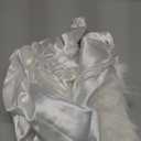 MORFORU Satin Pajama Set for Women Feather Trim Long Sleeve Pjs with Sleep Mask Headband Scrunchie Sleepwear Lounge Set (Large, White)