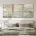 Framed Sage Green Abstract Landscape Wall Art for Bedroom, 3 Piece Modern Canvas Prints Paintings Artwork for Walls, Minimalist Nature Pictures for Living Room Dining Room Hallway Wall Decor 16x24 In, 16" W X 24" H X 3pcs