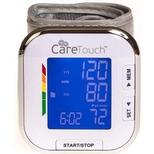 Care Touch Digital Wrist Blood Pressure Monitor for Adults Size 5.5-8.5" for Home Use, Automatic High Blood Pressure Machine with Batteries & Carrying Pouch
