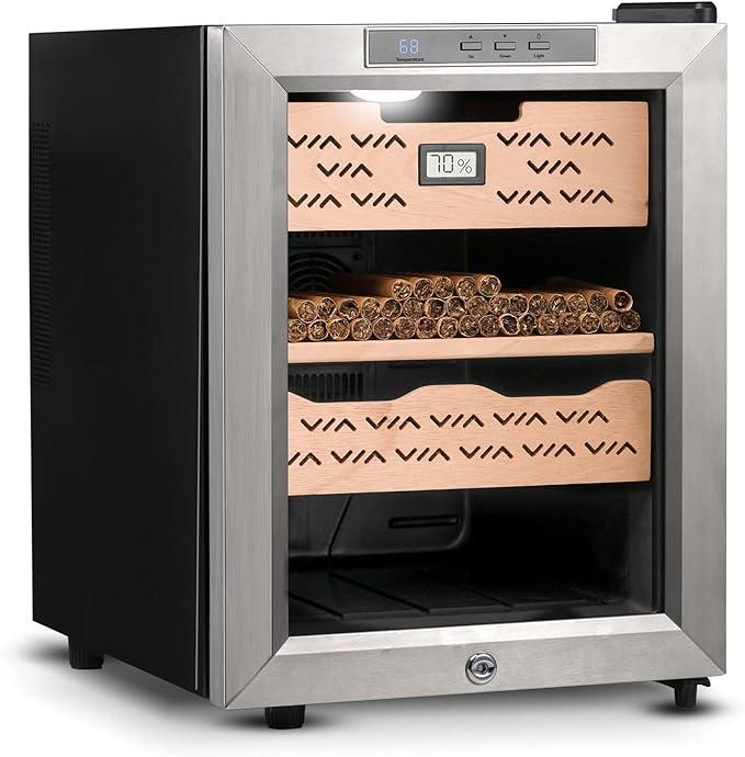 Epress Electric Humidor Cabinet - Commercial Grade Hot/Cold Adjustable Electronic Humidors with built-in Calibrated Hygrometer and Humidifier (250-300 Cigars Humidor), Black