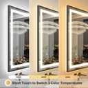 OKPAL 24x36 Black LED Mirror for Bathroom, Lighted Bathroom Mirror with Lights, Frontlit & Backlit Lighted Vanity Mirror, Anti-Fog, Dimmable, Memory, Shatterproof, Horizontal/Vertical