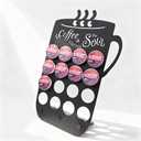 YiJaLyn Metal K Cups Coffee Pod Holder, 19 Pods Holder Display,Coffee Bar Organizer for Home ,Kitchen,Office or Workspace, Black frosted Capsule Storage | Stylish Lettering Decor (Coffee Warms Soul)