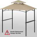 COOSHADE Grill Gazebo Replacement Canopy Roof Outdoor Double Tiered Barbecue Gazebo Top Cover Fit for Model L-GG001PST-F (Beige)