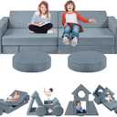 2025 New Modular Kids Play Couch, 12pcs Toddler Sofa Couch Building Fort, Versatile 300+DIY Creativing Playroom Bedroom Furniture for Toddlers. Convertible Kids Sofa and Cushion for Boys and Girls (Grey)