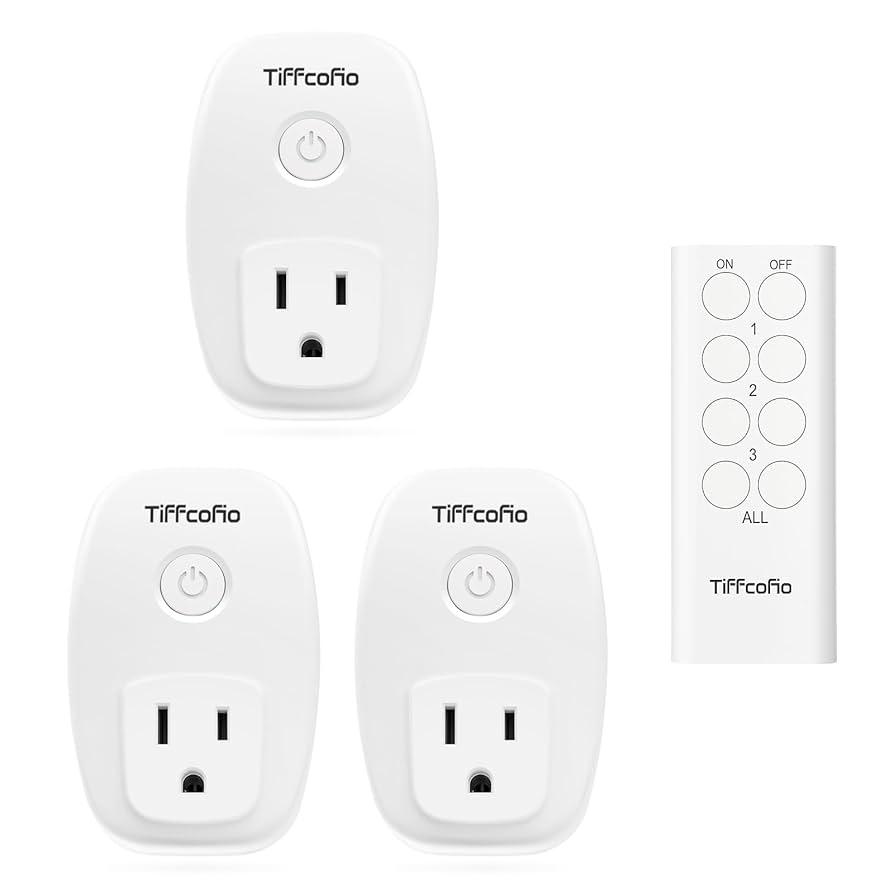 TiFFCOFiO Indoor Remote Control Outlet Plug, Wireless Light Switches, 100ft Range Remote Control, 15A/1875W, ETL Listed ( 2 Pack )