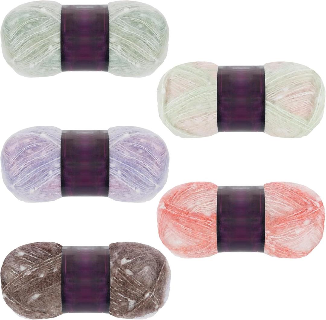 5 Pcs Glow in The Dark Yarn, DIY Glow Yarn, Mohair Yarn, Gradient Yarn, Glow Crochet Yarn, Crochet Yarn for Crocheting, Yarn for DIY Art, Knitting, Crocheting, Crafts, 50g/Reel