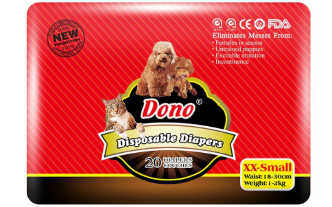 Dono Disposable Dog Diapers (20), Dog Wraps for Male Dogs with Wetness Indicator, Super Absorbent Doggy Diapers for XX-Small