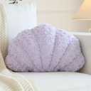 Shell Pillow, Seashell Throw Pillow Room Decor for Couch Bed, Shell Pillows Soft Plush Pillow, Sea Shell Decorative Beach Cushion Pillows (Lavender Purple, 18 X 13 Inches)