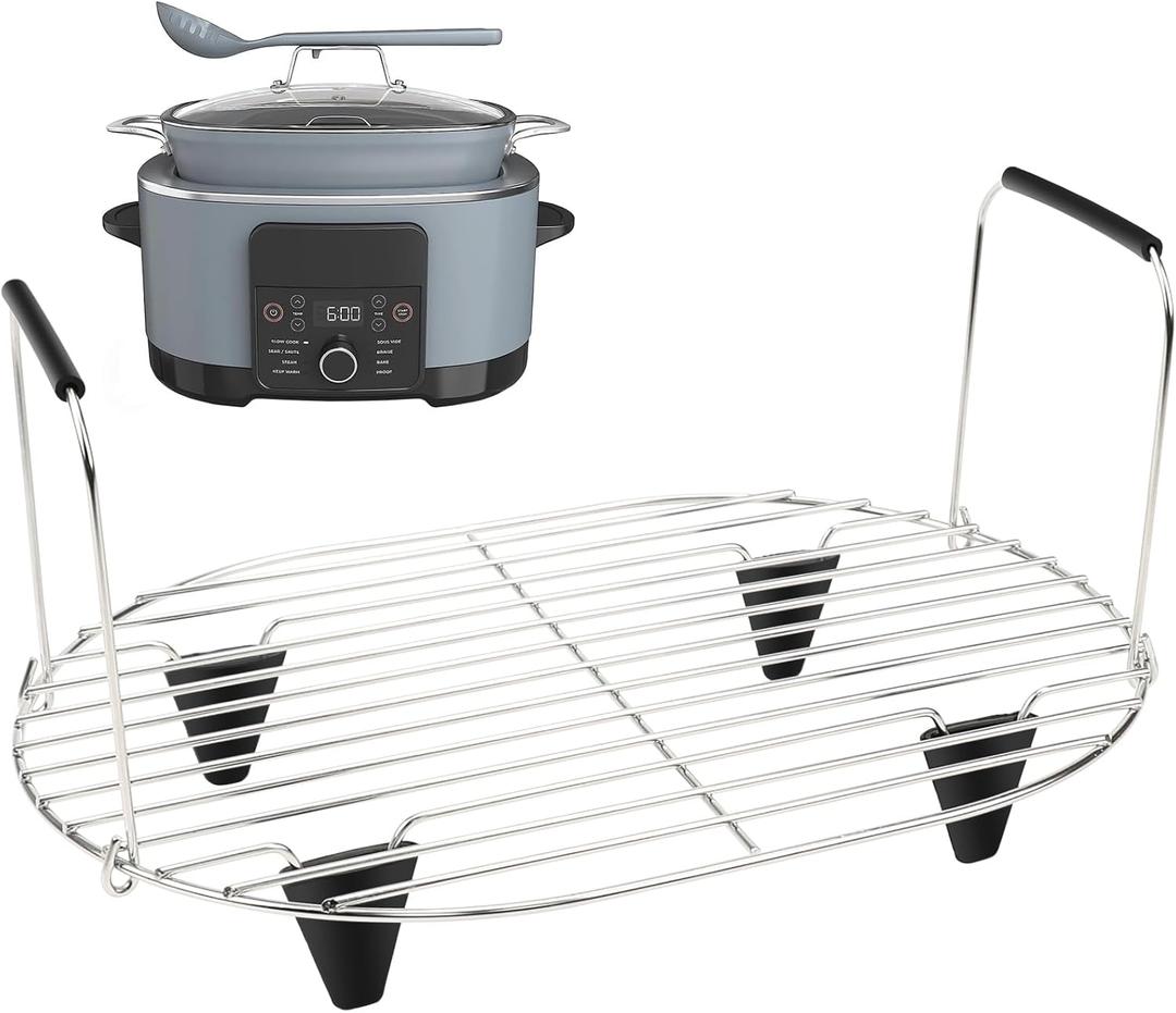 BYKITCHEN Roast and Steamer Rack Compatible with Ninja Foodi Possible Cooker Pro 8.5 Quart MC1000, MC1001, MC1010 Slow Cooker Crock, Ninja Possible Cooker Pro Accessories with Silicone Feet & Handles