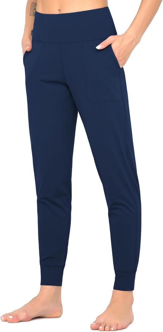 Wjustforu Women's High Waist Joggers Sweatpants Lightweight & Comfortable Yoga Pants with Pockets (Medium, Blue)