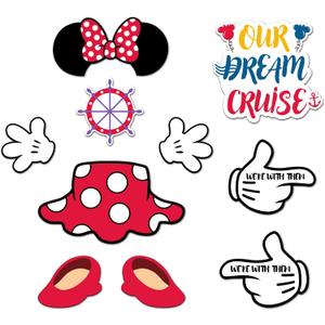 10 Pcs Cruise Door Decorations Magnetic, Funny Captain Mouse Cruise Door Decorations, Mouse Ears Magnet for DCL Cruise& All Major Cruise (Red)