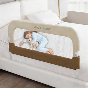 Toddler Bed Rail- 32" Adjustable Heights & Folding up Portable Bed Railing for Baby - Toddler Bed Rails Guard for Crib, Twin, Bunk,Full Size, Queen & King Bed