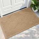 PLEASOR Front Door Mat Outside Entrance, Absorbent and Dirt Resistant Welcome Mat Indoor Outdoor, Non-Slip Backing Entry Mat, Fade Resistant, Easy Clean Low Profile Doormat for Entryway, 36x24, Beige