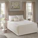 Madison Park Breanna 100% Cotton Fitted Bedspread Classic Traditional Design All Season, Lightweight, Bedding Set, Matching Shams, King(79"x81+24D), Diamond Quilting Ivory 4 Piece