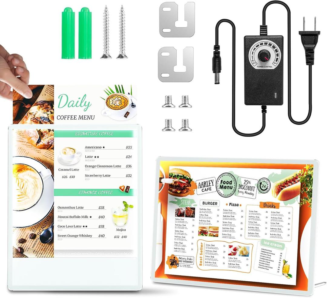 LED Sign Holder 8.5x11 11x17 Light Board Stand, Backlit Poster Advertising Menu Display for Office Restaurant Home (White, 11" x 17")