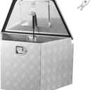 VEVOR Trailer Tongue Box, Heavy Duty Trailer Tongue Tool Box Storage Organizer with Lock & Keys, Utility Tool Chest for Pickup Truck Bed, RV, SUV, Off-Road Vehicle, Aluminum, 29" x 16.1" x 18", Silver
