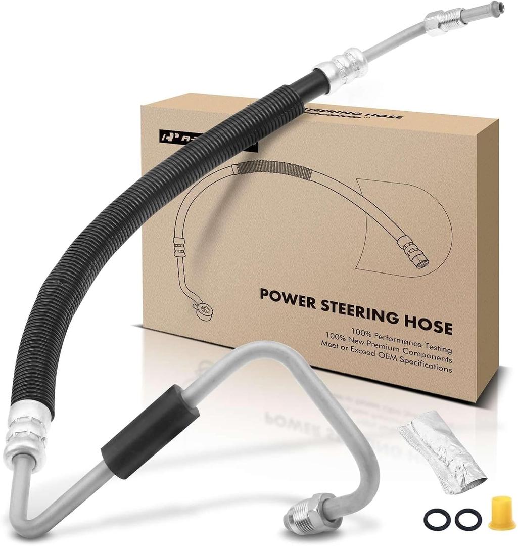 A-Premium Power Steering Pressure Hose Line Assembly Compatible with Chevrolet Silverado 2500 HD 3500 HD, 2011-2018 & GMC Sierra 2500 HD 3500 HD, 6.6L, with O-ring, Pump To Hydraulic Brake Booster